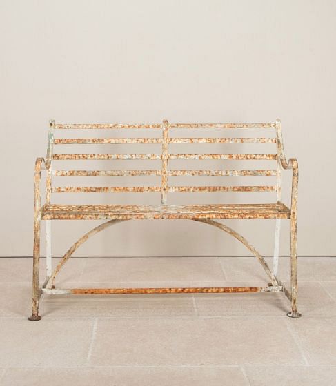 19th Century Regency Wrought Iron Strapwork Garden Bench