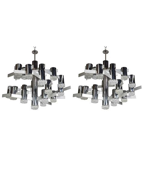 Pair of Sciolari Chandeliers
