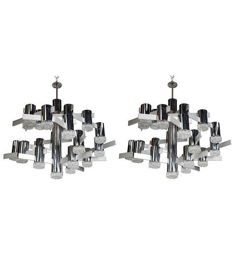 Pair of Sciolari Chandeliers