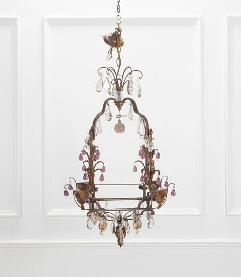 Large 20th Century Gilt Metal Cage Chandelier