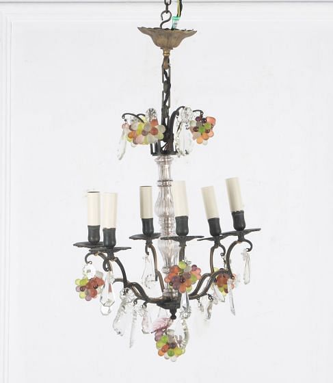 20th Century Chandelier With Coloured Bunch Drops