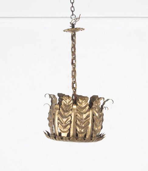 20th Century Gilt Metal Crown Chandelier