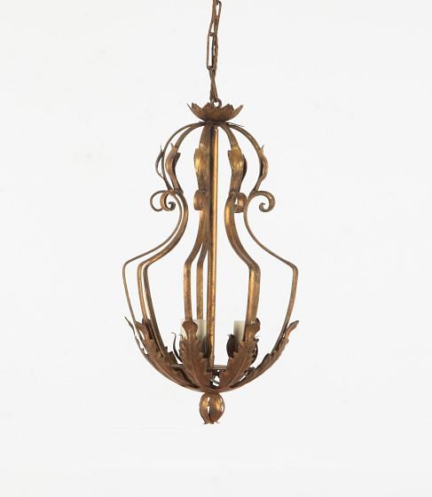 Mid-Century Spanish Gilt Metal Hanging Light