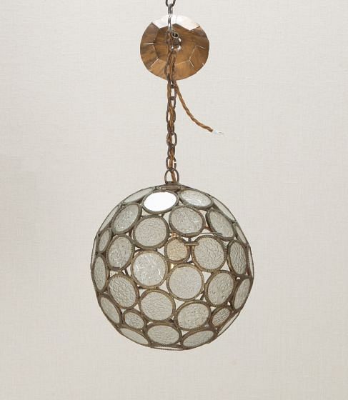 20th Century Moroccan Round Glass Lantern Ball Hanging Light