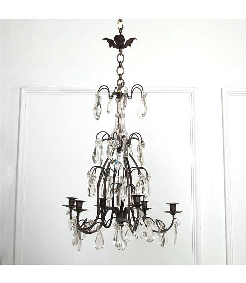 French Iron and Crystal Chandelier