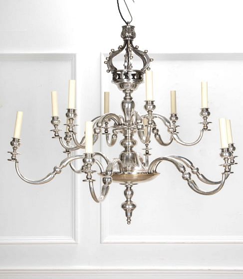 Large Early 20th Century Silver Plated Chandelier