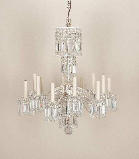 Early 20th Century English Twelve Branch Silver Plate and Crystal Chandelier