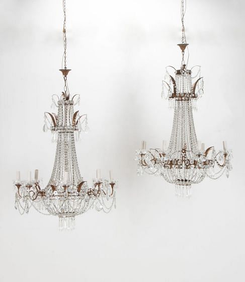 Large Pair of 19th Century French Empire Chandeliers