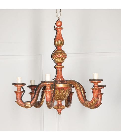 18th Century French Carved Wood Chandelier