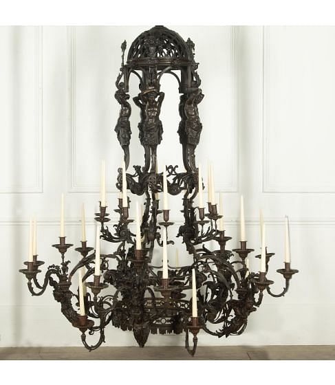 Monumental 19th Century French Bronze Chandelier