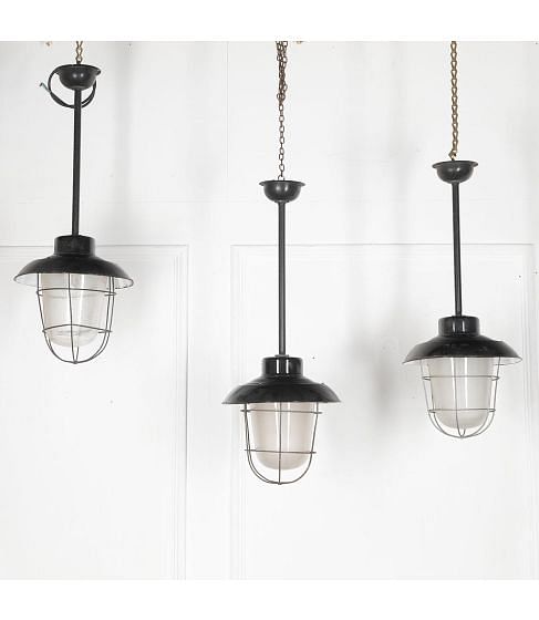 Set of Three 20th Century Industrial Ceiling Lights