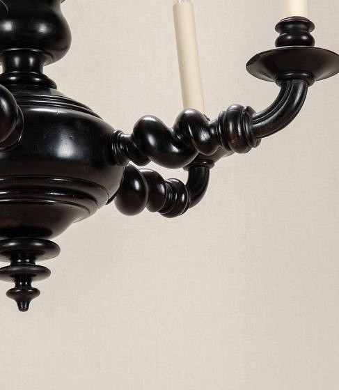 Late 19th Century Portuguese Bobbin Turned Ebonised Chandelier