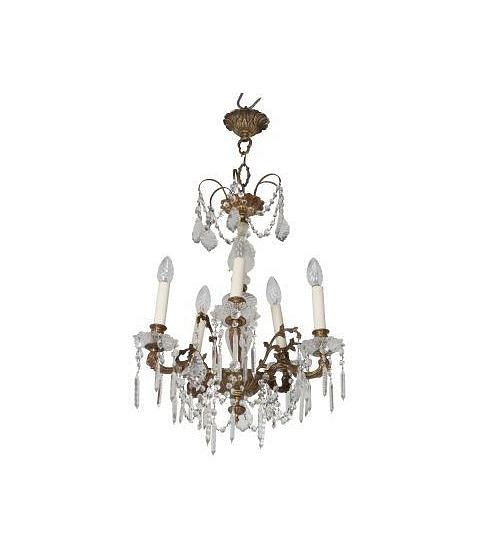 19th Century French Chandelier with Cut Glass Drops