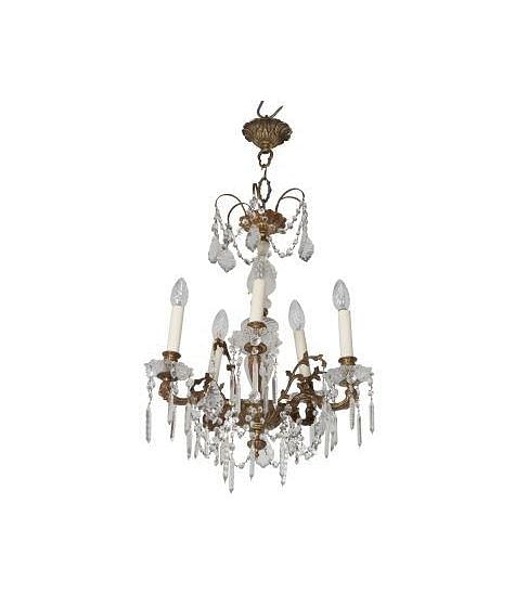 19th Century French Chandelier with Cut Glass Drops