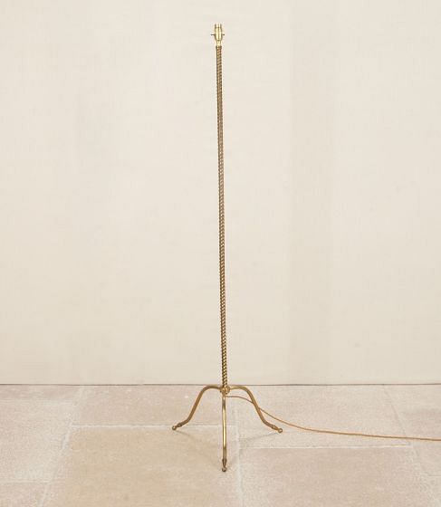 Mid-Century French Barley Twist Brass Floor Lamp