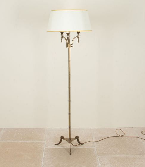 20th Century French Faux Bamboo Floor Lamp