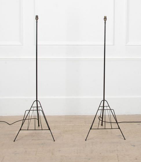 Pair of French Floor Lamps with Magazine Racks