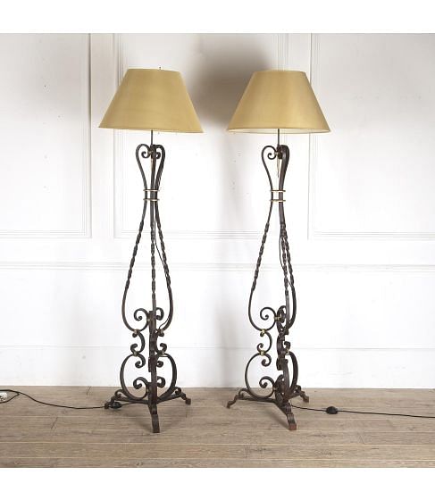 Pair of 20th Century French Wrought Iron Floor Lamps
