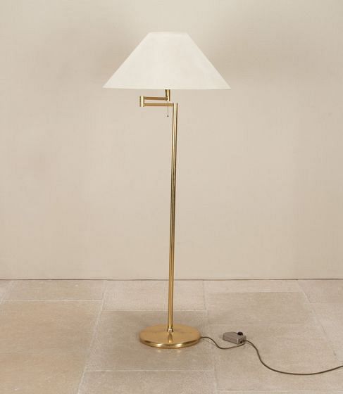 20th Century British Adjustable Armed Brass Floor Lamp