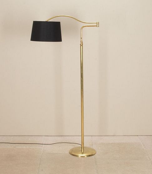 Mid-Century Italian Brass Swing Arm Floor Lamp