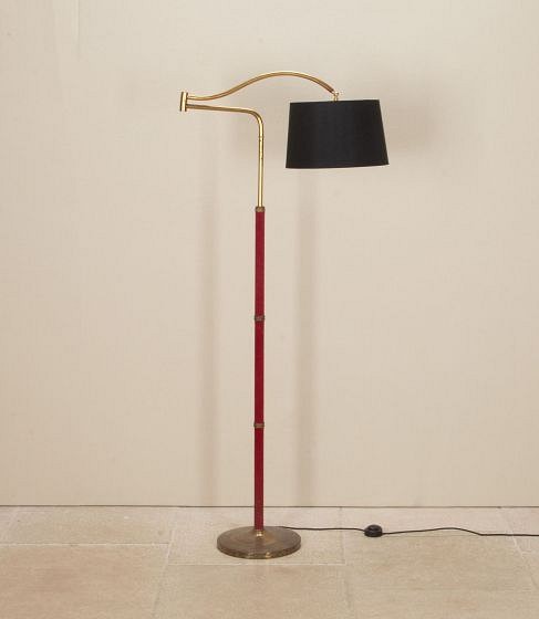 Mid-Century Italian Floor Lamp with Red Velvet Stem