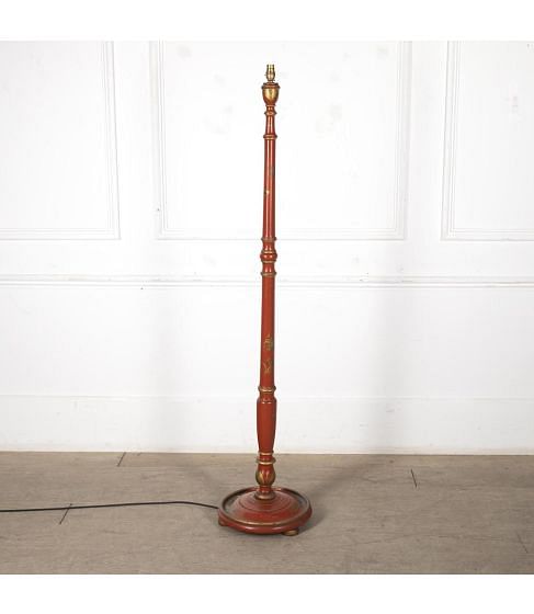 20th Century Red Chinoiserie Standard Lamp