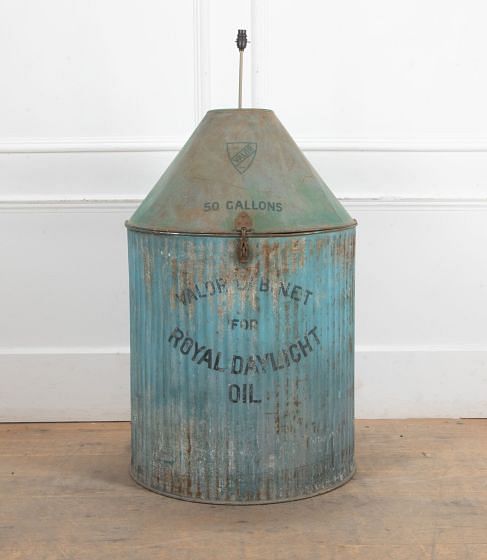 Large Painted Oil Drum Converted to Lamp