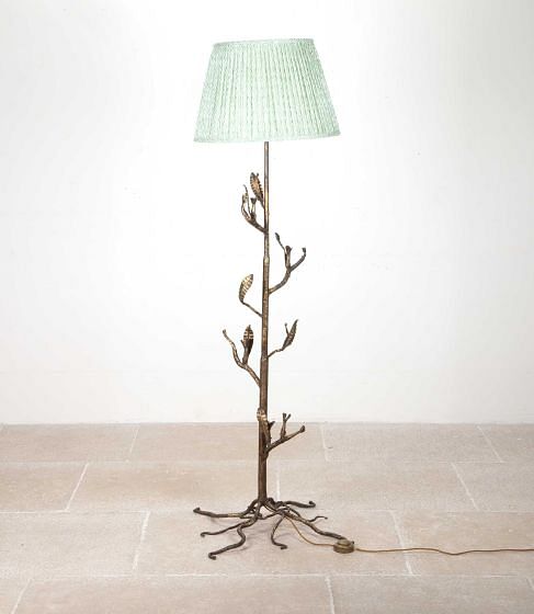 1930s Spanish Patinated Iron Figural Tree Standing Lamp