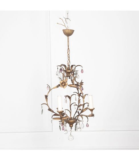 20th Century Pretty French Gilt Metal Chandelier