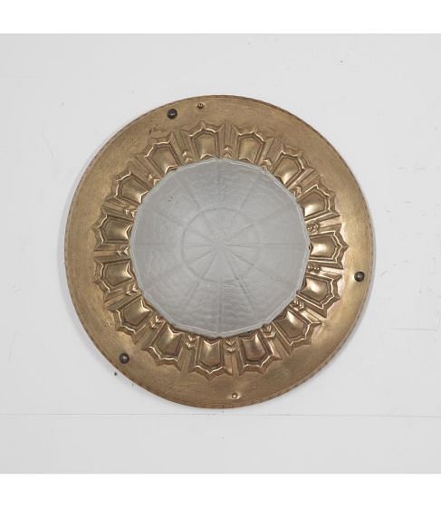 20th Century Repoussé Brass Ceiling Light