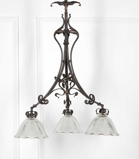 20th Century Three Branch Iron Ceiling Light