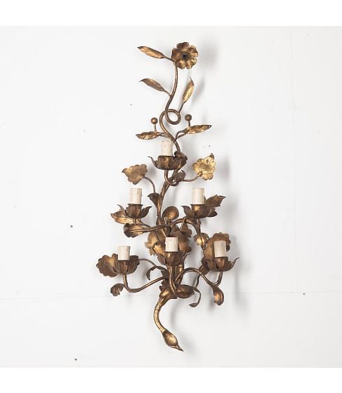 1930s Italian Metal Flower Wall Sconce