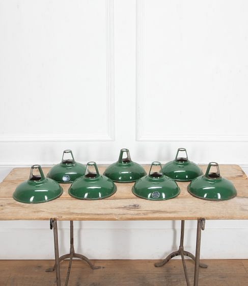 1930s Green Industrial Metal Shades