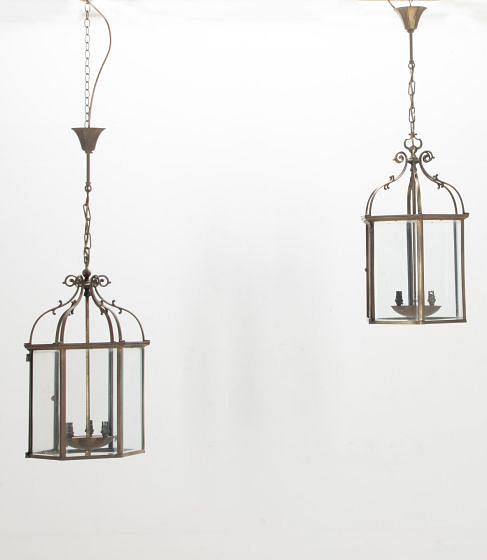 Pair of 20th Century French Brass Hanging Lanterns