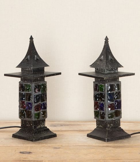 Pair of 20th Century English Peter Marsh 'Rock Glass' Lanterns