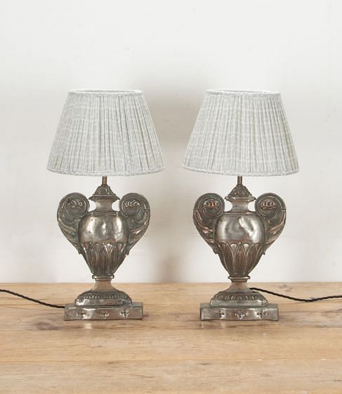 Pair of 19th Century Italian Palm Frond Holder Lamps