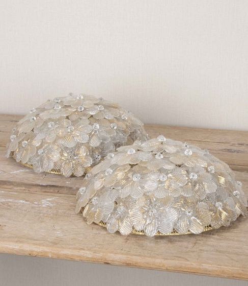 Pair of Mid-Century Italian Murano Glass Flush Ceiling Lights