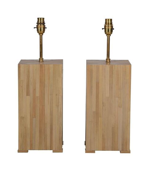 Pair of Straw Marquetry Lamps LT015299
