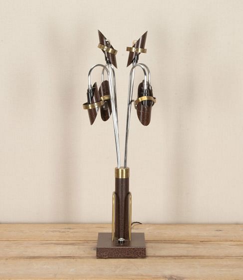 1950s American Six Branch Brass Table Lamp