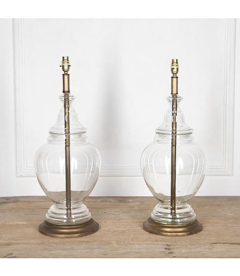 Pair of Large 20th Century Glass Table Lamps