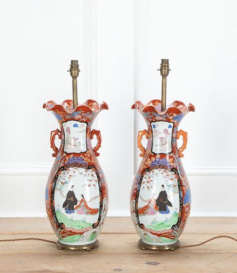 Japanese Meiji Period Vase Lamps