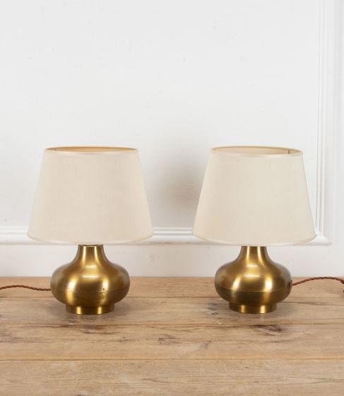 Pair of Mid-Century Italian Satin Brass Table Lamps