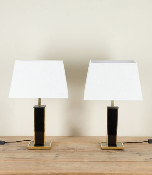 Pair of Mid-Century French Lucite and Brass Table Lamps