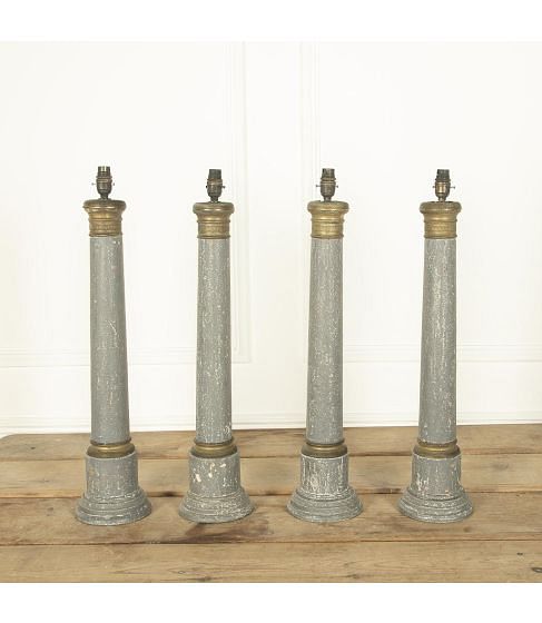 Set of Four 19th Century French Painted Lamps