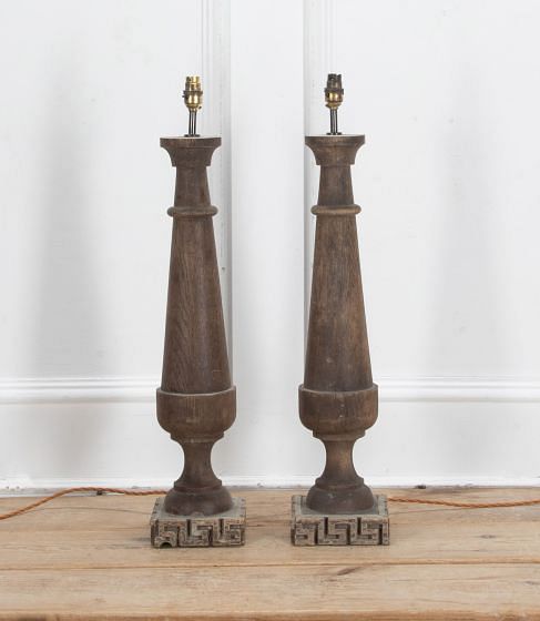 Pair of 20th Century English Oak Table Lamps