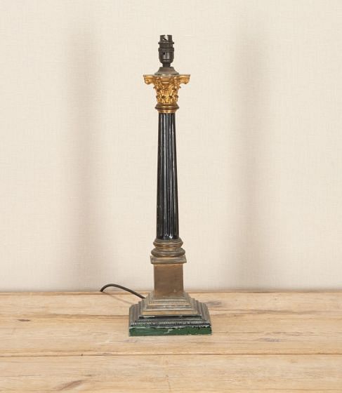 20th Century English Painted Corinthian Column Table Lamp