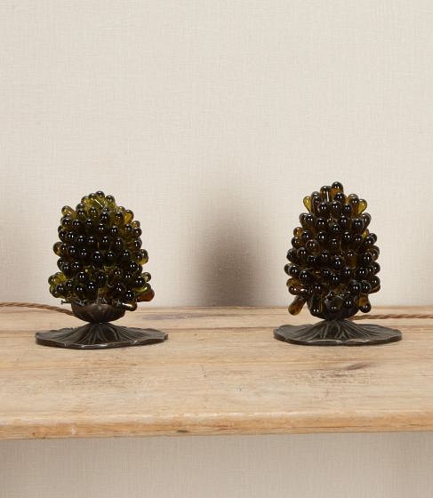 Pair of 20th Century French Art Deco Style Glass Grape Lamps