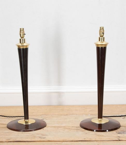 Pair of 1920's Faux Bors Tole Table Lamps