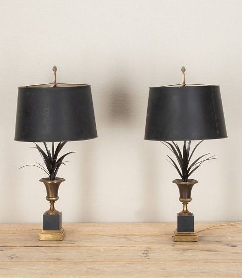 Pair of 20th Century French Maison Charles Style Frond Lamps