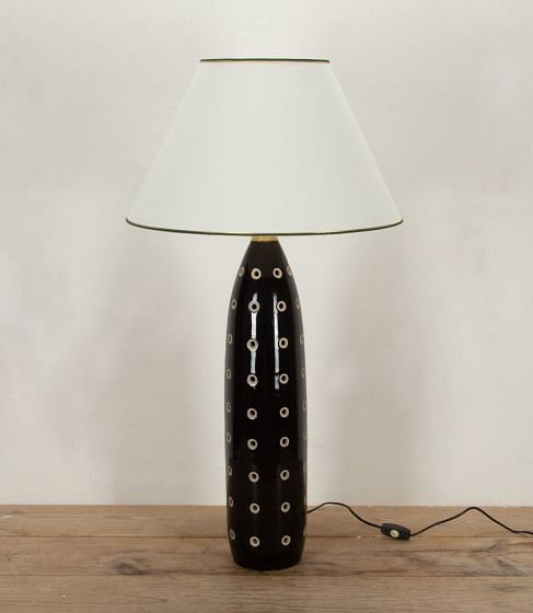 Large 20th Century Italian Black Ceramic Table Lamp